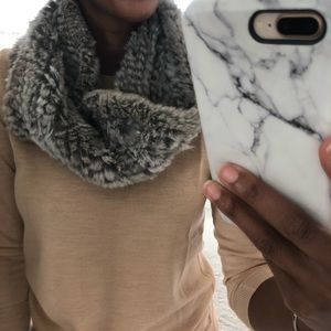 Adrienne Landau Fur Infinity Scarf Grey